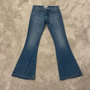 Current/Elliot flare raw hem jeans